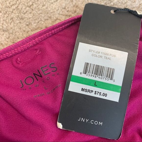 JONES New York Women's Solid Glitter One Piece Swimsuit Fuchsia Sz L NWT - Picture 5 of 10